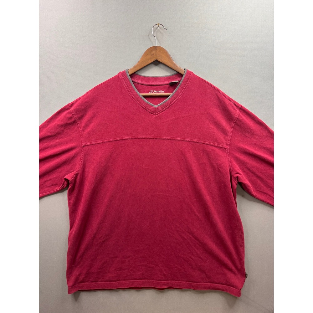 St. John's‎ Bay Pullover Shirt Mens Red V-Neck Cotton Short Sleeve XL